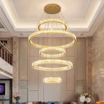 Large Architectural Ring LED Chandelier – Hotel Lobby, Villa Atrium, High Ceiling, Commercial, Bronze, 70cm, Modern Circular