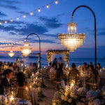 Crystal LED Event Chandelier with Adjustable Height – Wedding, Ballroom, Foyer, Hotel Lobby, Tunable White, Freestanding or Ceiling Mount
