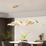 Gold & White Sculptural Wave Pendant Light – Art Deco, Dining Room, Kitchen Island, Tea Table, Acrylic, Dimmable LED Ceiling Light