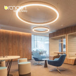 Modern Ring LED Chandelier with 3 Color Temps – Dimmable, Living Room, Hotel, Dining Room, Entryway, Minimalist, 40cm Halo