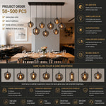 6-Light Smoke Gray Glass Cluster Pendant Light – Kitchen Island, Bar, Dining Room, Restaurant, Nordic Style, Mixed Shape, LED