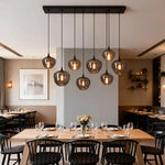 6-Light Smoke Gray Glass Cluster Pendant Light – Kitchen Island, Bar, Dining Room, Restaurant, Nordic Style, Mixed Shape, LED
