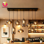 6-Light Smoke Gray Glass Cluster Pendant Light – Kitchen Island, Bar, Dining Room, Restaurant, Nordic Style, Mixed Shape, LED