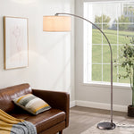 78.4" Slender Linen Arc Floor Lamp for Living Room – Modern Minimalist, Bedroom, Reading, Sofa Side, Black or Gold, E26