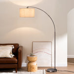 78.4" Slender Linen Arc Floor Lamp for Living Room – Modern Minimalist, Bedroom, Reading, Sofa Side, Black or Gold, E26