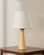 Linen Shade Table Lamp for Bedroom – Natural Ash or Dark Walnut Wood Base, Minimalist, Nightstand, Scandinavian, E26 Base