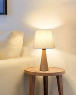 Linen Shade Table Lamp for Bedroom – Natural Ash or Dark Walnut Wood Base, Minimalist, Nightstand, Scandinavian, E26 Base