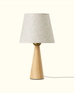 Linen Shade Table Lamp for Bedroom – Natural Ash or Dark Walnut Wood Base, Minimalist, Nightstand, Scandinavian, E26 Base
