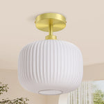 10" White Jade Glass Semi Flush Mount for Bedroom – Warm Glow, Compact, Hallway, Bathroom, Minimalist, E26, Cozy Ceiling Light