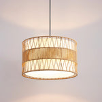16" Paper Rope Pendant Light for Kitchen Island – Double-Tier Drum, Handcrafted, Dining Room, Boho, Coastal, Eco-Friendly