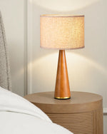 Solid Walnut Wood Table Lamp for Bedroom – Natural Grain, Nightstand, Mid-Century, Scandinavian, Premium Solid Wood, E26