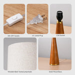 Solid Walnut Wood Table Lamp for Bedroom – Natural Grain, Nightstand, Mid-Century, Scandinavian, Premium Solid Wood, E26