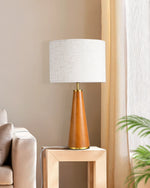 Solid Wood Table Lamp for Bedroom – Natural Grain, Premium Walnut, Nightstand, Mid-Century, Scandinavian, E26, Warmnest Series