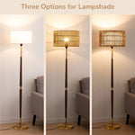 63.4" Rattan Dual-Layer Floor Lamp for Living Room – Natural Rope & Linen Shade, Boho, Bedroom, Coastal, Organic Modern