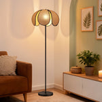 63" Rattan Petal-Shaped Floor Lamp for Living Room – Handcrafted Natural Shade, Boho, Bedroom, Coastal, Organic Modern