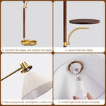 63" Tray Table Floor Lamp for Living Room – Remote Control, Swivel Shade, Detachable Side Tray, Bedroom, Reading, Dimmable