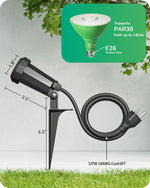 Plug-In Outdoor Spotlight for Garden – 2 Pack, 6ft Cord, E26, Flag Pole Light, Christmas, Halloween, No Wiring Needed, 120V