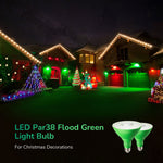 Green PAR38 LED Outdoor Flood Bulbs for Christmas Spotlight – 2 Pack, 18W Dimmable, E26, Flag Pole, Garden, Holiday Decor
