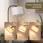 63.4" Arc Floor Lamp for Living Room – Remote Control, Adjustable Shade, Dimmable LED Bulb, Black, Bedroom, Reading Corner