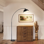 78.4" Slim Metal Arc Floor Lamp for Living Room – Minimalist, Bedroom, Reading Corner, Sofa Side, Black, Adjustable, E26