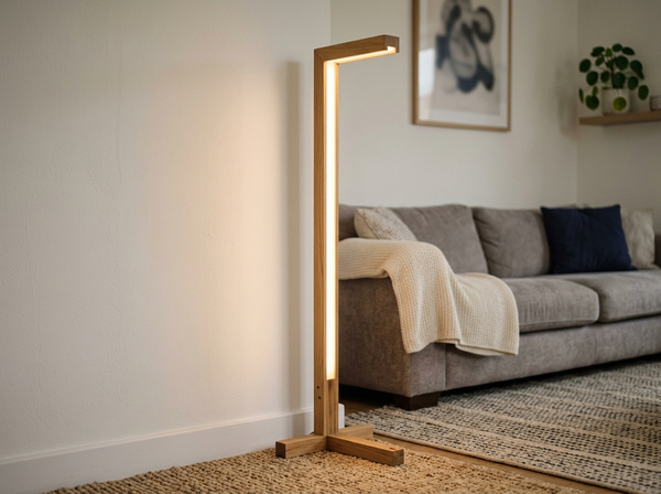 Minimalist Wooden LED Corner Floor Lamp lifestyle