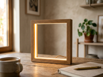 Minimalist Square Solid Wood LED Table Lamp lifestyle