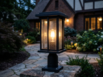 Large Size Dusk to Dawn Outdoor Post Light Black lifestyle