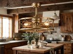 20 inch Caged Brushed Gold Ceiling Fan Fandelier lifestyle