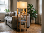 Column Floor Lamp with Solid Wood Shelves lifestyle