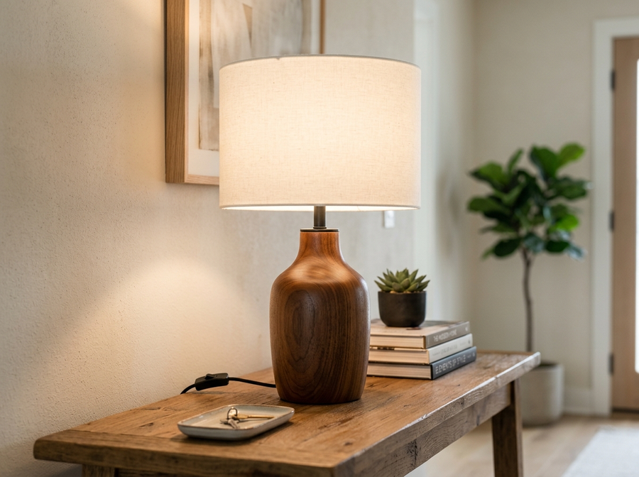 Solid Wood Table Lamp Walnut lifestyle
