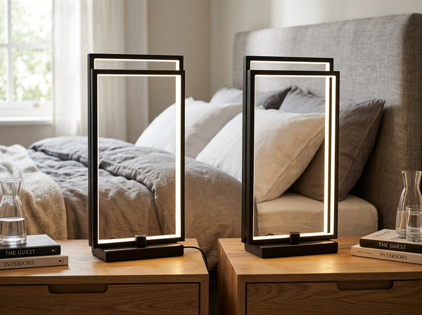 Modern Dual-Frame Dimmable LED Table Lamps Set of 2 lifestyle