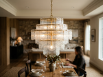 9-Light 5-Tier Clear Ripple Glass Chandelier 24 inch lifestyle