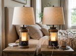 Modern Farmhouse Table Lamps Set of 2 with USB Ports lifestyle