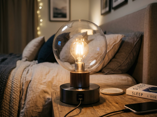 Touch-Control Table Lamp with USB Port and Clear Glass Shade lifestyle