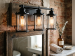 Industrial Bathroom Vanity Light with Clear Glass Shades lifestyle