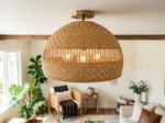4-Light Woven Rattan Semi Flush Mount Ceiling Light 17 inch lifestyle