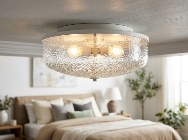 3-Light Opal White Hammered Glass Flush Mount 16 inch lifestyle