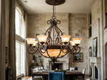 8-Light Spanish Alabaster Chandelier 42 inch lifestyle