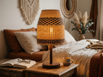 Bedside Natural Two-Tone Rattan Lampshade Table Lamp 20.1 inch lifestyle