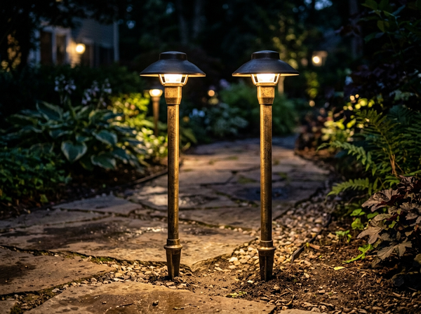 Solid Brass 22-inch Low Voltage Pathway Lights with G4 Bulbs lifestyle