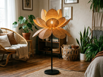 Traditional Novelty Floor Lamp with Petal-Shaped Rattan Shade 63 inch lifestyle