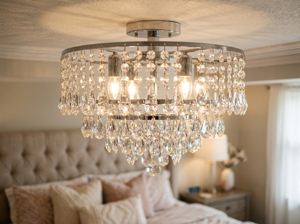4-Light Crystal Chandelier Flush Mount 12 inch lifestyle