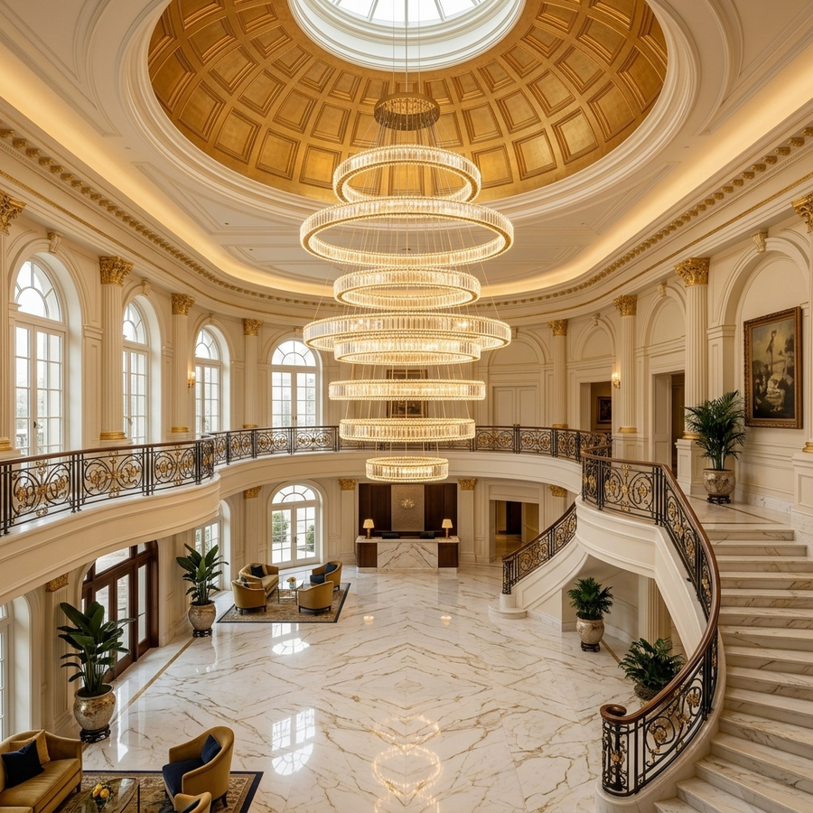 Luminators Architectural Ring LED Chandelier lifestyle