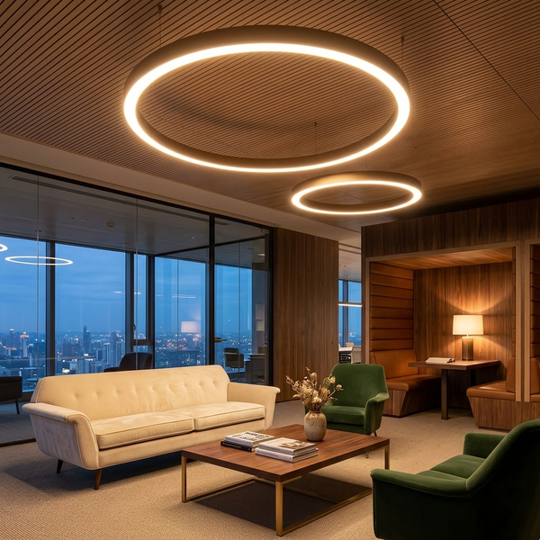 Luminators Round Ring LED Chandelier lifestyle